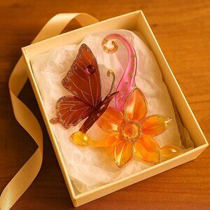 Ashton Drake Heirloom Butterfly Ornament Glass VTG  Daffodils Delight Artistic